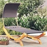 Snsowed Sonnenliege mit Dach, Gartenliege, Sonneninsel, Liege, Doppelliege, Gartenbett, Hängebett, Gartenmöbel, Outdoorbett, 100x216x162cm Bugholz Massiv Anthrazit