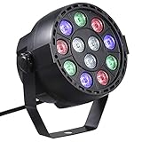 Snnozy AC90-240V 12 LEDs Par Lights 8 Channel RGBW Color Mixing Stage Lighting with DMX Strobe & Sound Active Mode for Disco Party Christmas Wall Wash
