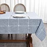 Plenmor Leinen Tischdecke Abwaschbar Blau, Leinenoptik Tischdecke Baumwolle Party Tischdecke Rechteckig für Küche, Tischdecke Outdoor (Blau, 180x135cm)