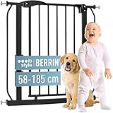 ib style Treppenschutzgitter Berrin 58-185 cm, Türschutzgitter für Babys, Ohne Bohren, Absperrgitter für Hunde, aus Metall, Schwarz, 67-75 cm