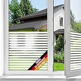d-c-fix Fensterfolie Linia Streifen-Muster statisch selbsthaftend 45 cm x 1,5 m - blickdichte Sichtschutzfolie mit UV-Schutz - Sichtschutz für Fenster Folie Milchglasfolie Klebefolie gestreift
