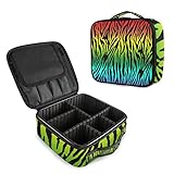 Mnsruu Make-up-Kosmetikkoffer, Organizer, tragbare Aufbewahrungstasche, groß, Reise-Make-up-Koffer mit verstellbaren Trennwänden, Regenbogenfarben