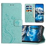 JZASES Hülle für iPhone 6 / iPhone 6s (4.7 inch, PU Leder Handyhülle, Klappbar Prägung Brieftasche Stoßfeste Schutzhülle Kompatibel mit iPhone 6 / iPhone 6s (4.7 inch, Grün