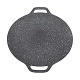 BBQ-Pfanne, Runde Form, Hohe Wärmeleitfähigkeit, Koreanische BBQ-Grillpfanne, Glänzendes Aussehen für Camping (33cm)