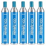 5x CO2 Zylinder, 425g Kohlensäure Zylinder für bis zu 60 L Sprudelwasser, Erstbefüllt in Deutschland, Gasflasche Geeignet für Sodastream und andere gängige Wassersprudler