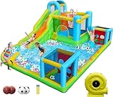 hüpfburg Outdoor mit gebläse 480 x 370 x 210 cm hüpfburgen Kinder aufblasbare hüpfburg draußen XXL Outdoor für Erwachsene groß hüpfburg mit rutsche geeignet für Kinder von 3 bis 12 Jahren