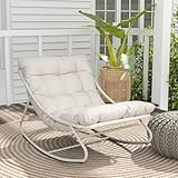 Grand patio schaukelstuhl Outdoor mit Kissen, Schaukelliege Wetterfester Relaxstuhl aus Metall für Garten, Wohnzimmer, Hof, Terrasse und Balkon, bis 150 kg Belastbar - Champagnerfarben