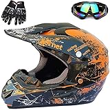 ZJRA Jugend Motorradhelme,Kinderfahrradreithelm,Junge Und Mädchen, Roller Ski ATV Helm,DOT/ECE-Zertifizierung,Geeignet Für Alle Jahreszeiten,11,S