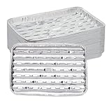 Relaxdays Grillschale Alu, 40er Set, 34 x 22 cm, Aluschalen für Grill, Alugrillschalen mit Löchern, bis 260 °C, Silber