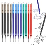 BECHS 12 Stück Radierbarer Ersatzminen- Kompatibel Mit Pilot Frixion- Erasable Gel Pen Refill Set, Stiftspitze 0,7mm, Einfach zu Radieren(4 Schwarz + 4 Blau + 2 Rot + 2 Grün)