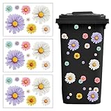 Mülleimer Blumen Aufkleber, 3 Blätter Mülltonnen Aufkleber Blumen Daisy Aufkleber für Mülltonnen Großer Aufkleber Mülltonne Wasserdichte Daisy Aufkleber für Müller, Kühlschrank, Wanddekoration