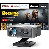 Smart Beamer 4K[Kompatibel mit Netflix] 3D Dolby Audio VISSPL 30000Lumen Autofokus/Auto Trapezkorrektur Projektor,WiFi6 Bluetooth Beamer 4K Heimkino,Outdoor Video Projektor Mit 360° Drehbarem Ständer
