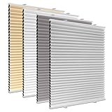 Wabenplissee Plissee ohne Bohren Verdunkelung Klemmfix Thermo Verdunklungsplissee Hellgrau B40 x H100 cm, Thermoplissee ohne Bohren für Fenster, Sonnen, Sicht & Schallschutz Wärmeisolierung