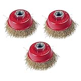 Drahtbürsten-Set mit Topfbürste, Polieren von Metall, Entfernen Farbe, Werkstatt, Messingbeschichteter Stahl
