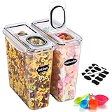 YASHE 2 Stücke Vorratsdosen Set 3.7L, Vorratsdosen mit Deckel Luftdicht, Kunststoff BPA freie Küche Aufbewahrungsbehälter für Mehl, Hafer, Aufbewahrungsbox Küche mit 16 Etiketten