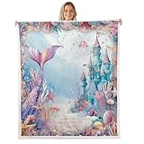 Homemissing Meerjungfrau Decke 100x130cm Kinder Ocean Life Meerestier Kuscheldecke für Jungen Mädchen Teenager Rinder Wohndecke Atmungsaktive Prinzessin Dekor Schlafzimmer Dekor