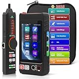Henkion RJ45 Netzwerkkabeltester UTP-Kabeltester,Ethernet-Kabelverfolger, 4-Zoll-IPS-Touchscreen, unterstützt Netzwerktools, digitales Multimeter, VFL, OPM, POE++-Erkennung, RJ45 TDR, Kabellänge, NCV