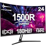 Minifire 24 Zoll Curved Gaming Monitor 180Hz, 1ms, 130% sRGB, Mit Lautsprechern, HDR, FreeSync, 300cd/m², VA, FHD 1080P, Rahmenlos, HDMI1.4 DP1.2 Ports (MFG24C1 HDMI-Kabel im Lieferumfang enthalten)
