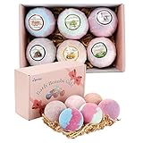 Badebomben Geschenk Set, Lyeiaa Badekugeln Geschenkset für Frauen, Ätherisches Öl, Badezusatz zum Befeuchten trockener Haut & Entspannen, 6 Stück mit verschiedene Duft, Tolle Geschenkideen