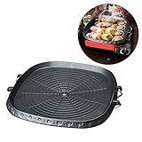Dynamicoz Quadratische Grillpfanne im koreanischen Stil Antihaft-rauchfreie Grillplatte für den Innen- und Außenbereich Grill für Kochfeld, tragbare Grill-Kochplatte, Innenherd oder Grill im Freien