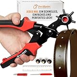 Lochzange für Leder und Gürtel, Revolverlochzange mit 6 Lochgrößen 2–4,5 mm, ergonomische Anti-Rutsch Griffe, für Uhrenarmbänder, Hundehalsbänder, Stoffe, DIY und Bastelarbeiten