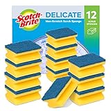 Scotch-Brite Delicate, nicht kratzender Spülschwamm, 12 Stück pro Packung - Allzweck-Schwamm für den Alltag