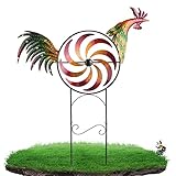 budebuai Hahn Windmühle Garten Dekor - Wetterfeste Garten Windspiele mit Hahnform | Huhn Windrad für Hof Garten Dekorationen