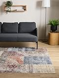 Interiyou Vintage Teppich Wohnzimmer Gent - 160x230 cm Multicolor - Für Schlafzimmer, Esszimmer, Kinderzimmer - Kurzflor waschbar und rutschfest, Print Muster