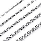 OSTAN Herren Damen Edelstahl Silber Box Kette Briolette Kette Venetian Link Kette Link Collier Halskette Breite 5 MM Länge 45 CM