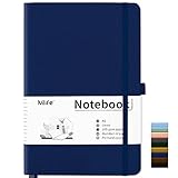 Mlife Notizbuch liniert A5,Journal Buch mit 200 Seiten,Premium 100gsm Tintenfestes Papie Dickes,PU Hard Cover Notebook,Innentasche,Elastisch Gebändert,bullet journal & Notizblock Hardcover(Blau)
