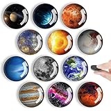 Kühlschrankmagnete, 12 Stück Glas Bunter Kühlschrank Magnet, Magnete für Magnettafel, Planet Kühlschrankmagnete Dekorative für Kühlschrank, Whiteboard, Pinnwand, Küche, Kinder und Erwachsene Geschenk