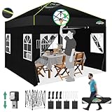 COBIZI Pavillon 3x3m Wasserdicht Stabil Winterfest Faltpavillon Partyzelt Gartenpavillon Pop Up Pavillon Klappbar Zelt mit 4 Seitenwnden Belüftungsöffnungen, Sandsack für Markt, Freien Event,Schwarz