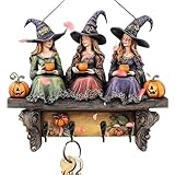 Schlüssel Haken,Halloween Hexen Wand Schlüsselhalter Mit 4 Haken - Holz Organizer Mit Kürbis Design Für Zuhause Wohnheim Tür Eingangsbereich Jacke | Halloween Deko