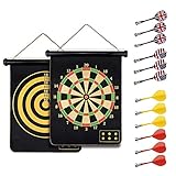 HelaCueil Magnetisch Sichere Dartscheibe Dartboards ∅38cm für Kinder und Erwachsene - Doppelseitige (mit 12 Pfeilen)