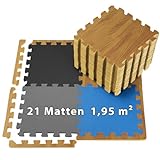 ALPIDEX 1,95 m² Bodenschutz Matte 21 Stück 30 x 30 x 1 cm Fitnessmatte Sportmatte Puzzlematte Unterlegmatte Schutzmatten Turnmatte Bodenmatte Trainingsmatte Platten Gymmatte, Farbe:Holzoptik
