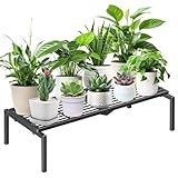 Gouisalin 1 Tier Metall Blumenregal Pflanzenregal, Blumenständer Pflanzenständer Blumenbank Blumentreppe, Blumentopfständer Pflanzentreppe Standregal für Innen Garten Balkon Deko(Schwarz)