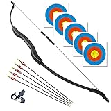 DD&Qarchery Recurvebogen Pfeil und Bogen Erwachsene 53'' Sportbogen Set für Einsteiger Traditionelles Langbogen mit Bogenschießen Zubehör （20LB）