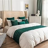 Moderner dunkelgrüner Bettläufer mit Kissen, weich und bequem, Sommer-Bettwäsche, stilvolle Hotelqualität, Schal für King-Size-Bett (45 x 210 + 45 x 45 cm)