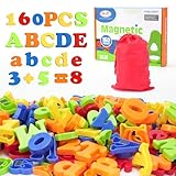 BunnyJOY 160PCS Magnetische Buchstaben und Zahlen für Kinder, Mathe Symbole A-Z Alphabet Kühlschrank Magnete Pädagogisches Spielzeug für Kleinkinder Vorschule Lernen, Rechtschreibung, Zählen
