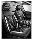 NISMIA Autositzbezüge Universal Set FüR Hyundai i20 II 2014-2020, Leder Autositzbezug Komplettset, Aus Premium Leder + Einzigartigem Design 5-Sitzer Sitzbezüge(D(White))
