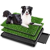Sailnovo 63x50cm Hundeklo Hundetoilette, Rasen verstärken Welpentoilette mit 2 Pcs Kunstrasen, Hunde Toilette Welpenklo Haustiertoilette Trainingsunterlage