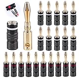 Byzesty Bananenstecker 24k Vergoldet Bananenstecker Lautsprecher Schraubbar Lautsprecherkabel Lananenstecker 4mm Lautsprecher Stecker für Lautsprecherkabel Verstärker AV Receiver 20 Stück (10 Paare)