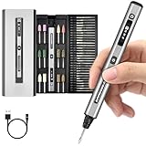 ARROWMAX Mini-Gravierstift, HollowCup-Motor, 42 Bits mit Aluminiumgehäuse, OLED, magnetische Ladung, Mini-Rotationswerkzeug, kabelloser Gravierstift für Schmuck, Metall, Glas und Kunststoff (SGS)