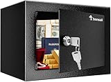 Bonsaii Tresor mit Schlüssel, 6,6 L Safe Tresor mit Stahlkonstruktion für Bargeld, Schmuck und Wertsachen, 17 x 23 x 17 cm, geeignet für Zuhause, Büro und Hotel