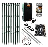 Ellofence Weidezaun Starter Set M - Starkes Weidezaungerät inkl. 200m Litze, 10 Zaunpfählen, Ringisolatoren & Erdung - Komplettset für Hunde, Katzen & Kleintiere