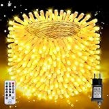 Auriostar Lichterkette Außen 60m 600LED, Lichterkette Außen Strom mit Timer, 8 Modi Lichterkette Innen, IP44 Wasserdicht Lichterkette Weihnachtsbaum Outdoor für Balkon Garten Party Weihnachten