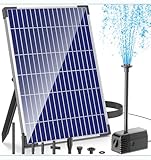 Biling Solar Teichpumpe mit Filter 12W 605L/H, Solar Springbrunnen für außen mit mit mit 2 m Wasserschlauch und 5m Kabel, Wasserdurchfluss-Regelventil, 4 Düsen DIY Wasserspiel für Garten Teich Brunnen
