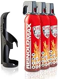 XENOTEC Premium Feuerlöschspray – 3 x 750ml – Wandhalter - Stopfire – Autofeuerlöscher – REINOLDMAX – inklusive Wandhalterung schwarz – wiederverwendbar…
