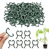 100 Stück Klein Pflanzenclips Grün, Wiederverwendbar Pflanzenklammern, Pflanzen Clips für Kletterpflanzen Klein Pflanzenklammern Tomatenclips, Gartenklammern für Unterstützen Pflanzen Gemüse Obst