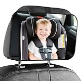 Vicloon Autospiegel Baby Rücksitz, Rücksitz Rückspiegel mit Schnalle Clips, Rücksitzspiegel für Babys, Bruchfestes, Groß Vision Babyspiegel Rücksitzspiegel für die Meisten Fahrzeuge-Schwarz